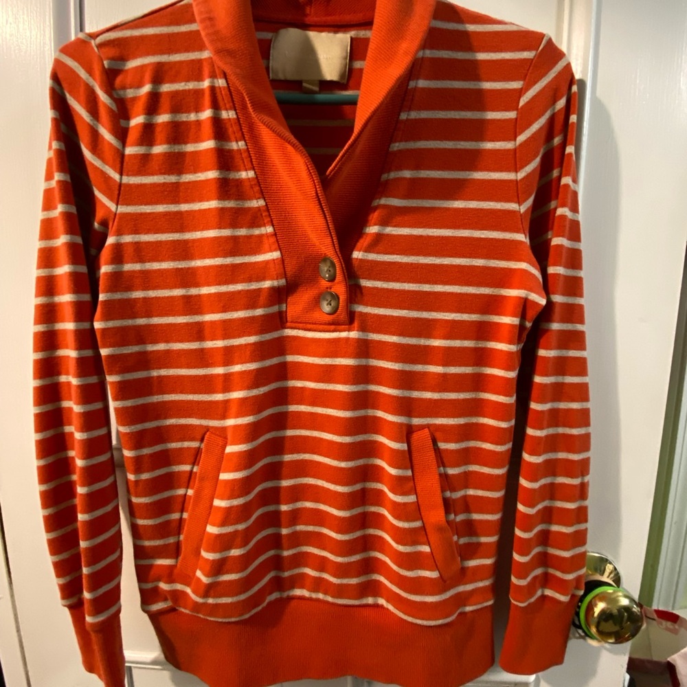 Banana republic Orange and White Striped Pullover Sweater